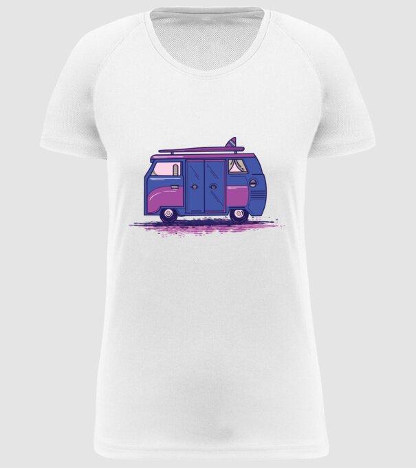 Mașină de camping model alb pe tricou