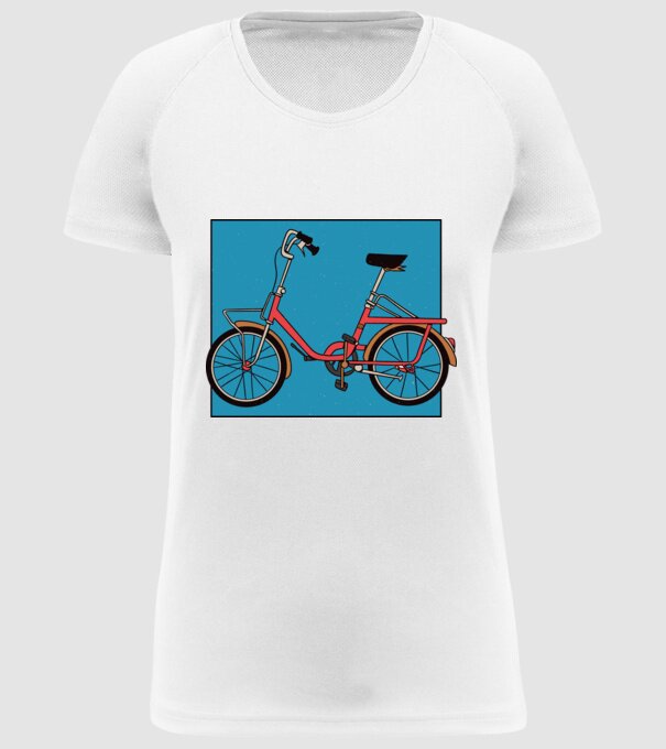 Bicicletă Camping model alb pe tricou