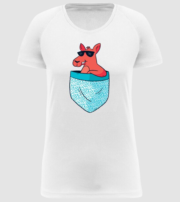 buzunar Cangur model alb pe tricou