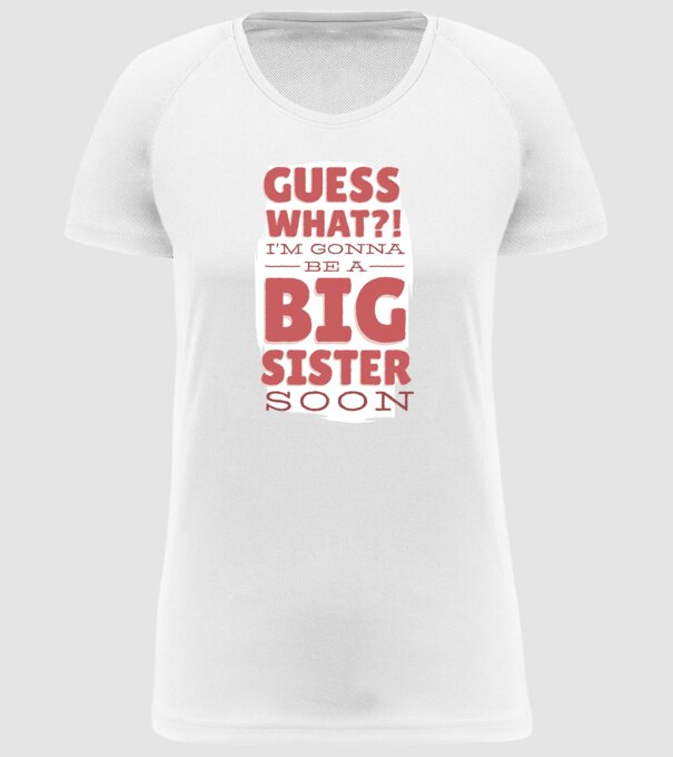 În curând voi fi sora mai mare model alb pe tricou