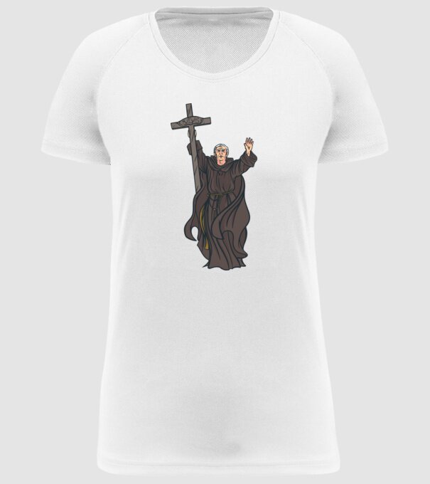 Călugăr creștin model alb pe tricou