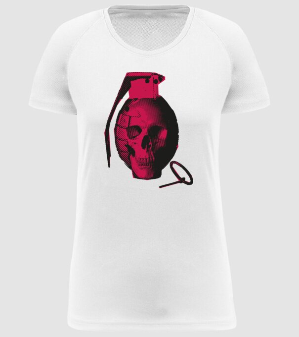 Grenadă de mână Craniu model alb pe tricou