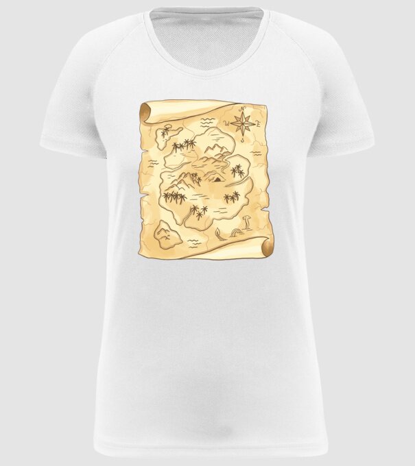 Hartă cu comori model alb pe tricou
