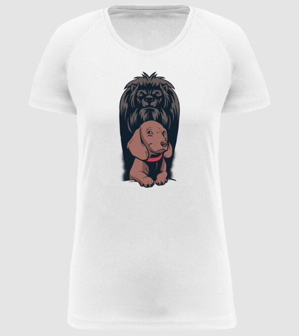 Cățeluș Leu cu umbră model alb pe tricou