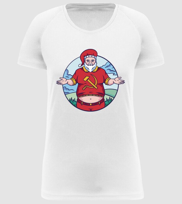 Moș Crăciun comunist model alb pe tricou