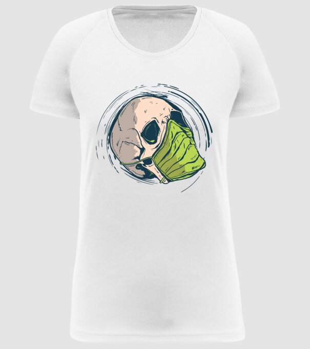 Craniu cu mască model alb pe tricou