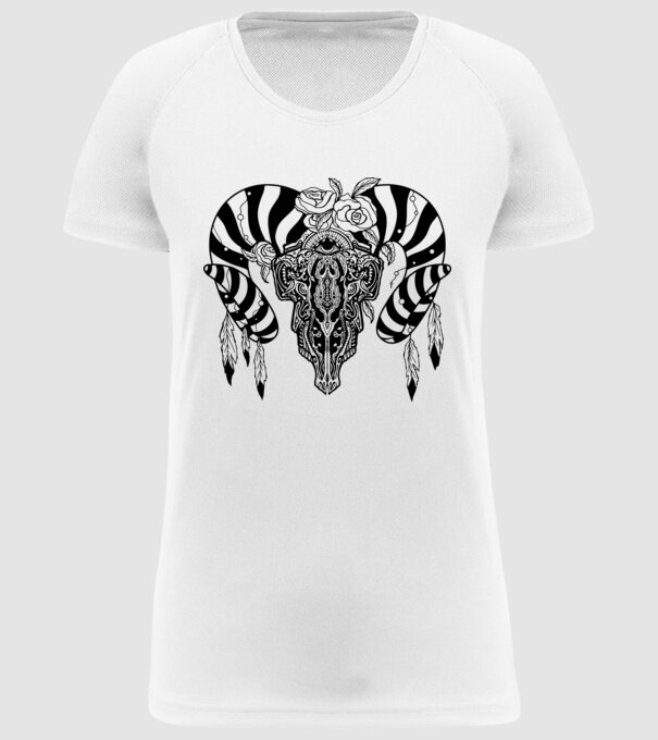Craniu Tribal model alb pe tricou