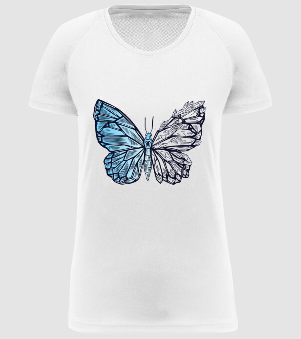 Fluture cristal model alb pe tricou