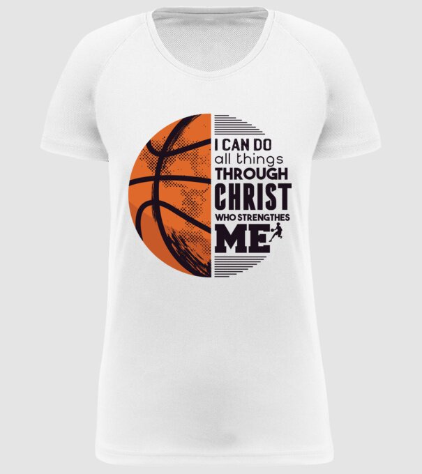 Cu ajutorul lui Hristos reușim Baschetbalist model alb pe tricou