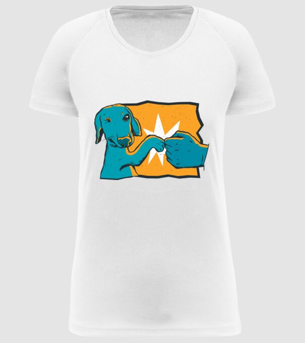 Prietenie Câine Om model alb pe tricou
