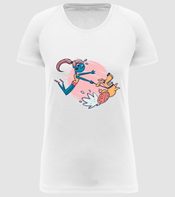 Plimbarea câinilor model alb pe tricou