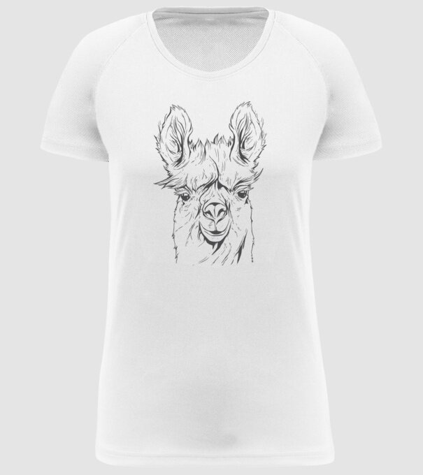 Cap de Lama model alb pe tricou