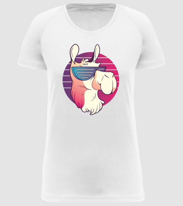 Llama ochelari de soare retro tricou model alb pe tricou