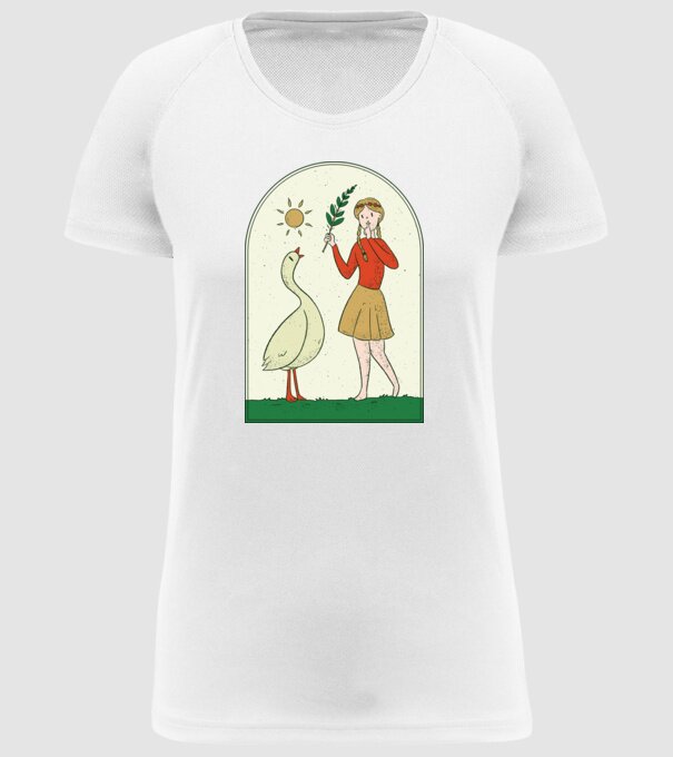 Poveste cu fata și gâsca model alb pe tricou