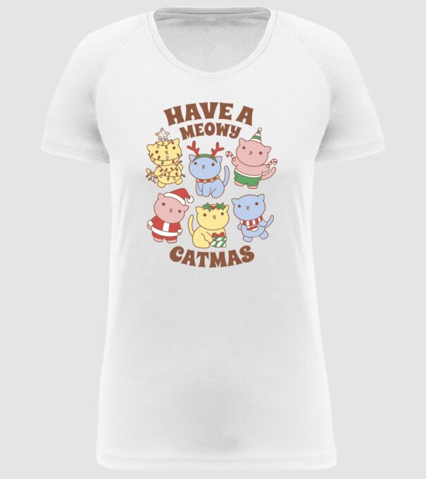 Să aveți un Crăciun de pisică model alb pe tricou