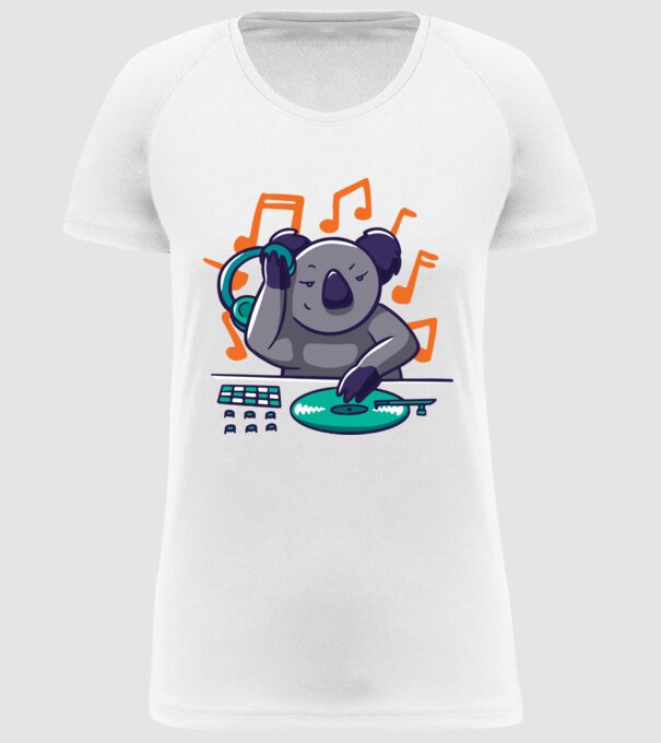 Koala DJ model alb pe tricou