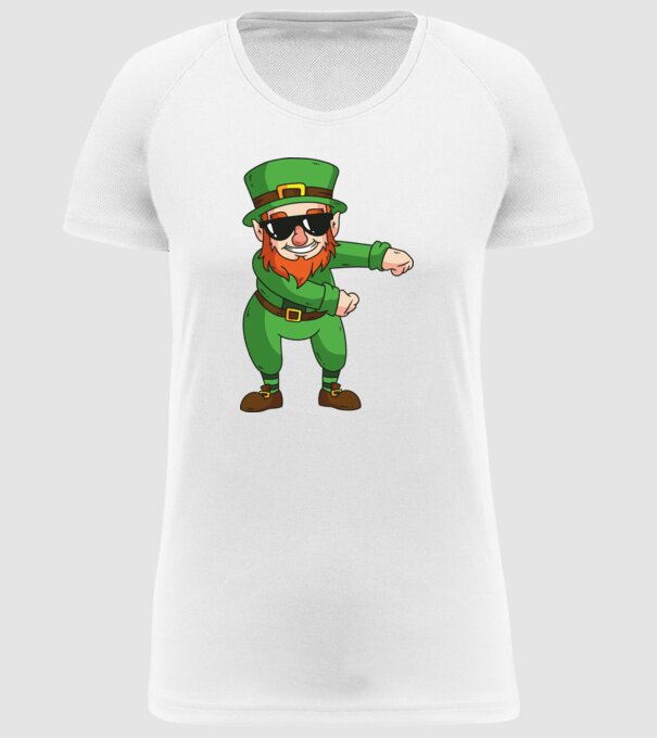 Leprechaun Floss DAB model alb pe tricou