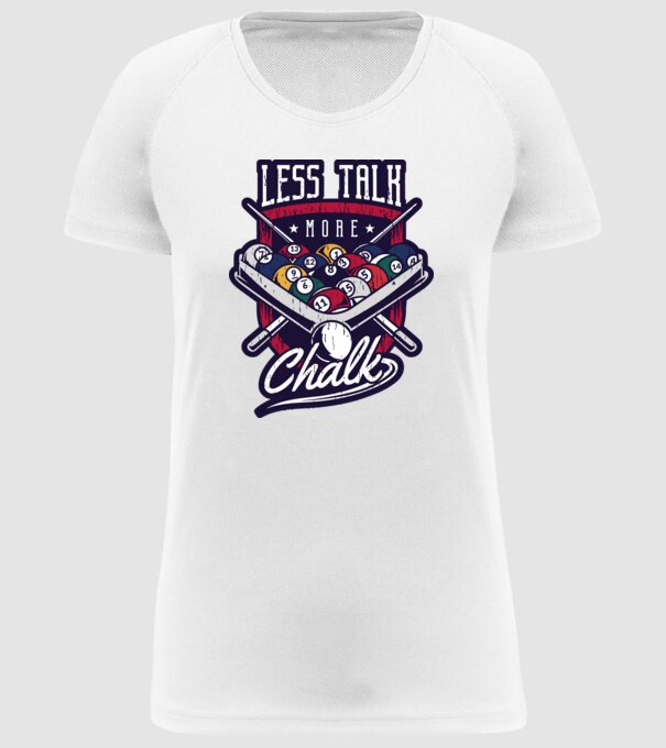 Less Talk More Chalk Billiard model alb pe tricou
