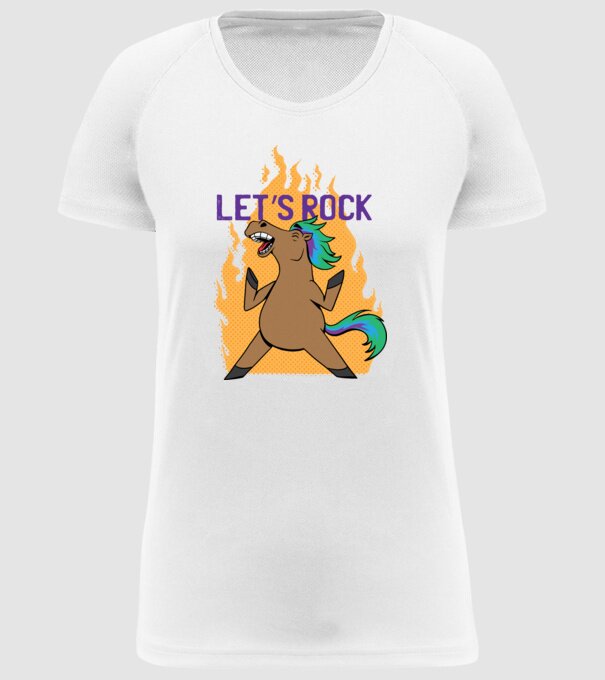 'Let''s Rock - Călăreț' model alb pe tricou