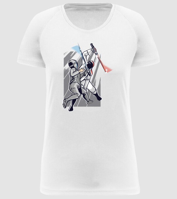 Sabie laser scrimă model alb pe tricou
