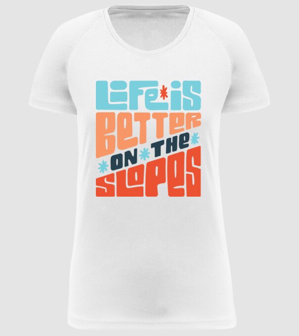 Life is better on the slopes - Snowboard model alb pe tricou