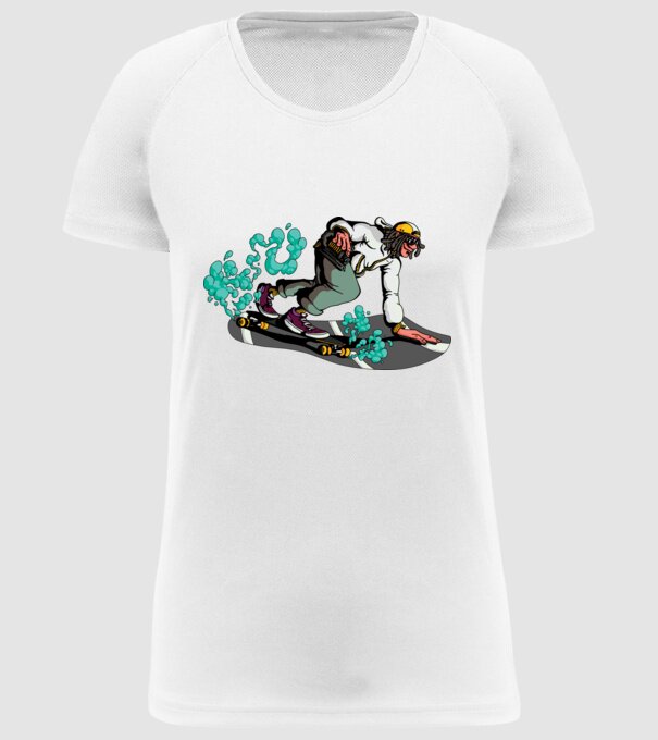 Longboard model alb pe tricou