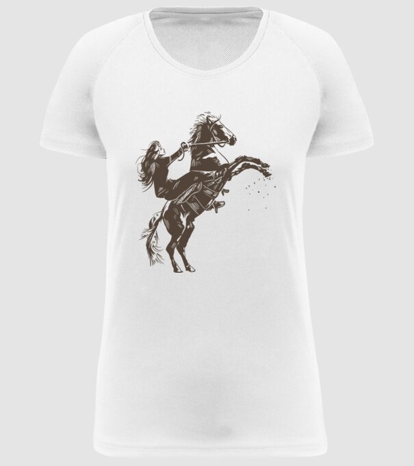 Fată cu cal model alb pe tricou