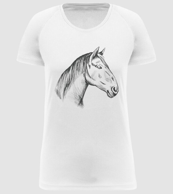 Desen cu cal model alb pe tricou
