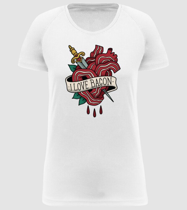 Love Bacon Tatuaj model alb pe tricou