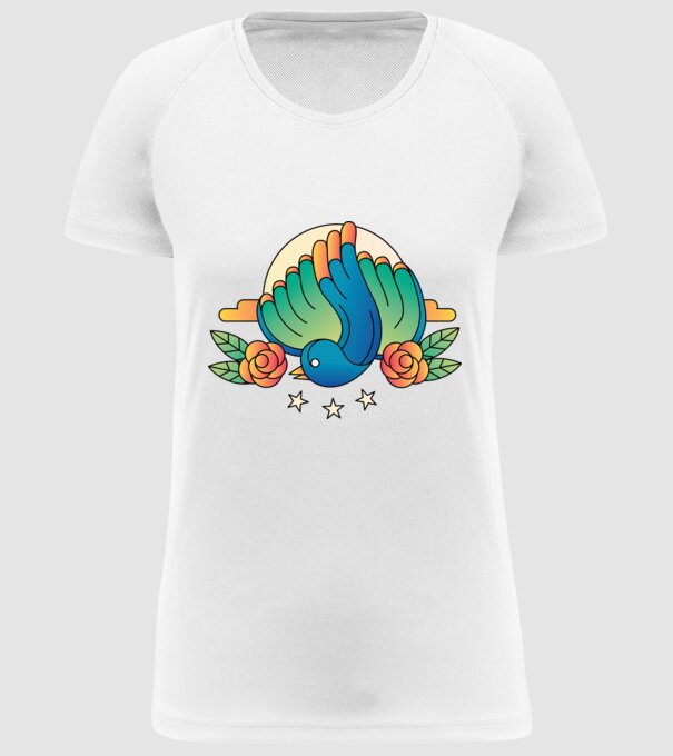 Motiv Pasăre model alb pe tricou