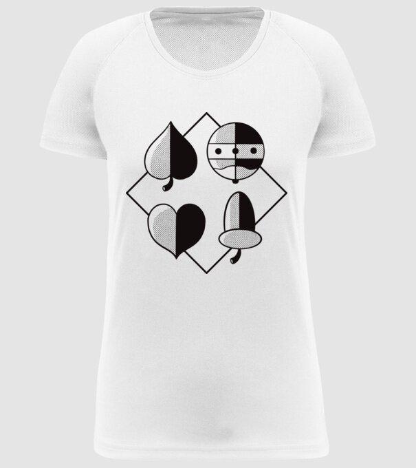 Simboluri cărți de joc maghiare model alb pe tricou