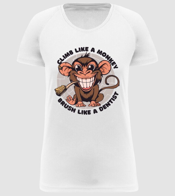 Periuță de dinți maimuță model alb pe tricou