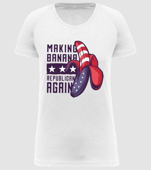 Make Banana Republican Again model alb pe tricou