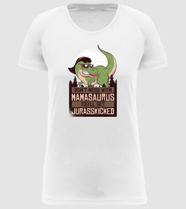 Mamasaurus tricou cu dinozaur model alb pe tricou