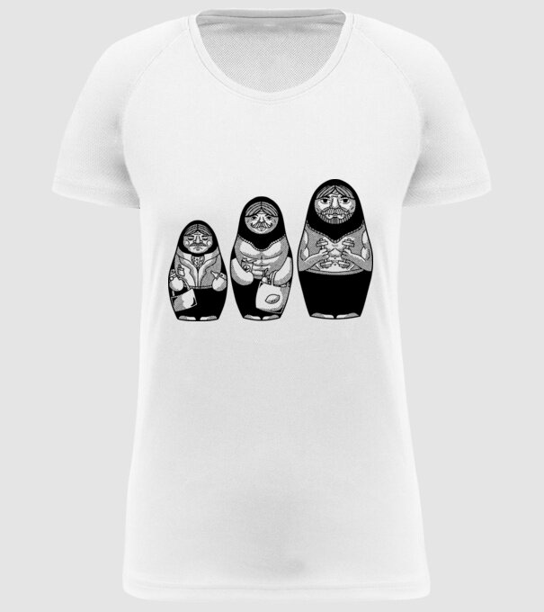 Păpuși Mamushka model alb pe tricou