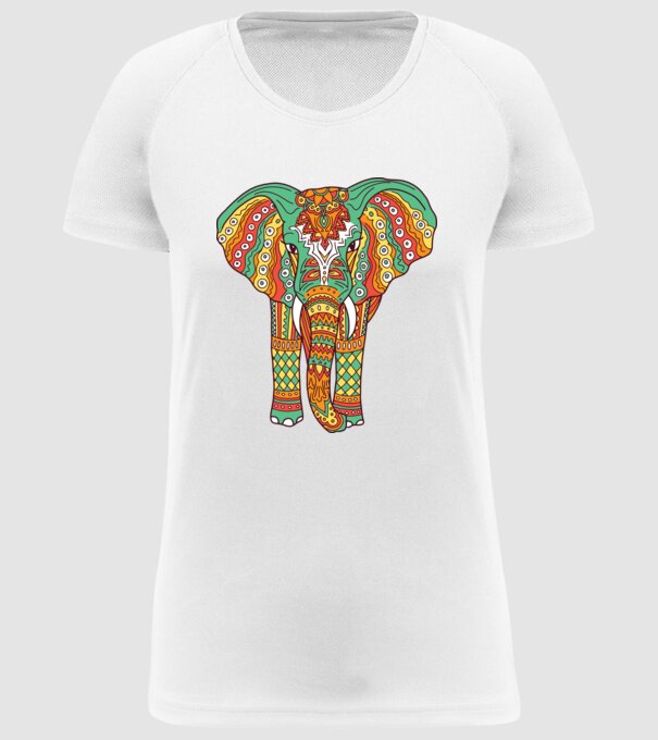 Mandala Elefant model alb pe tricou
