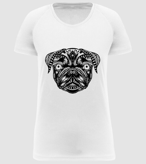 Mandala Cap Mops model alb pe tricou