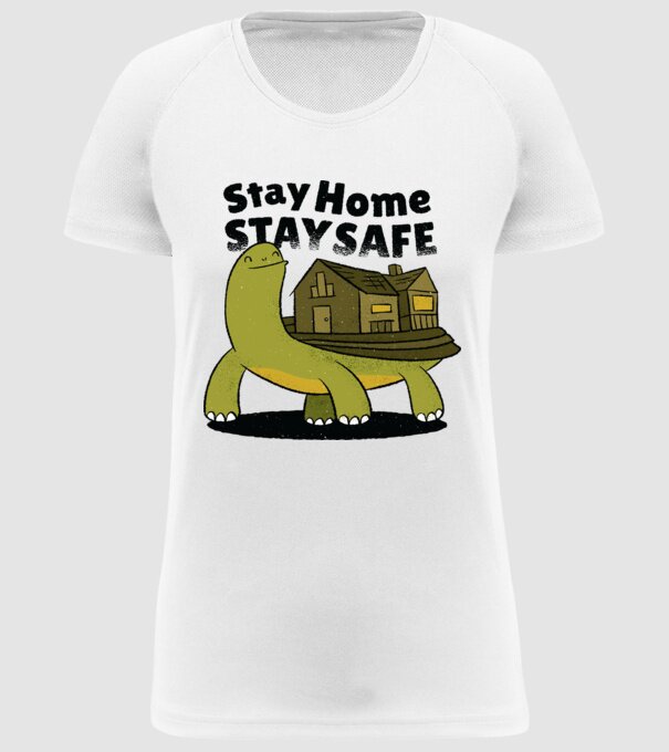 Stai acasă, stai în siguranță Țestoasă model alb pe tricou