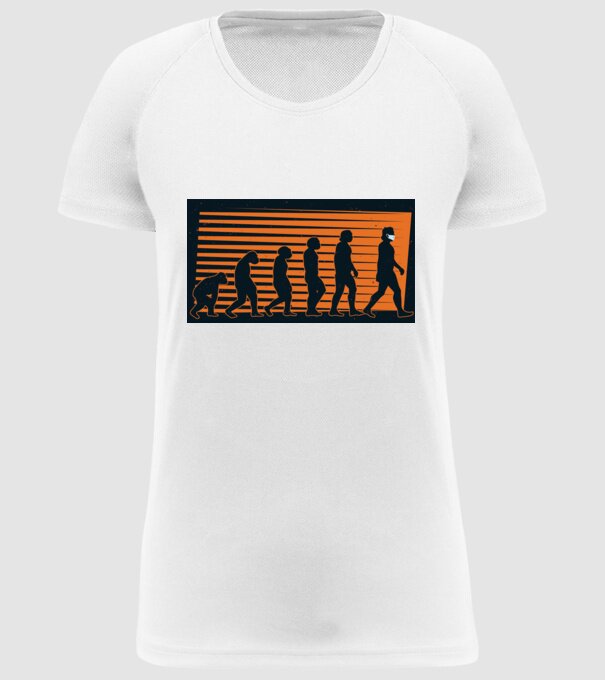 Evoluție Mască model alb pe tricou