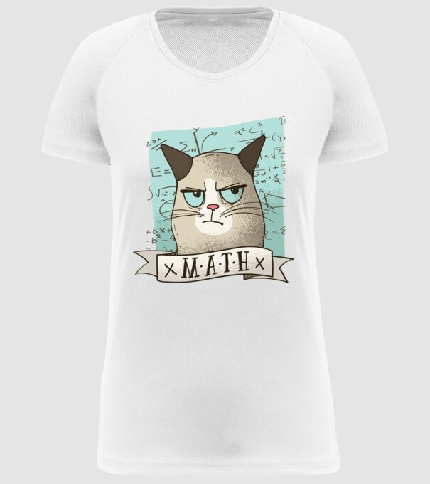 Pisică Matematică model alb pe tricou