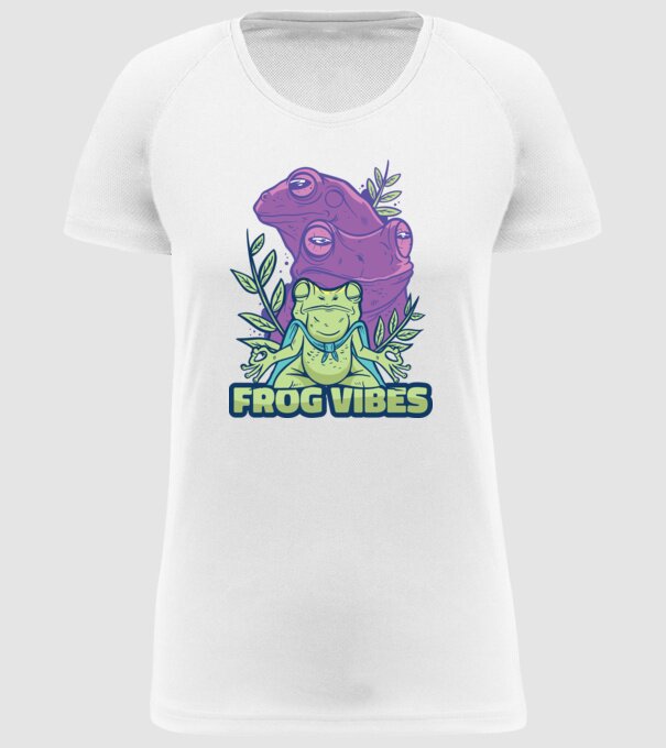 Broasca meditatoare model alb pe tricou