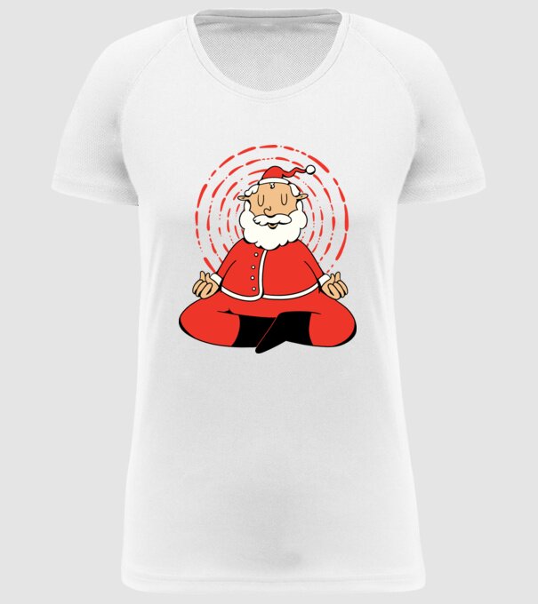 Moș Crăciun meditând model alb pe tricou