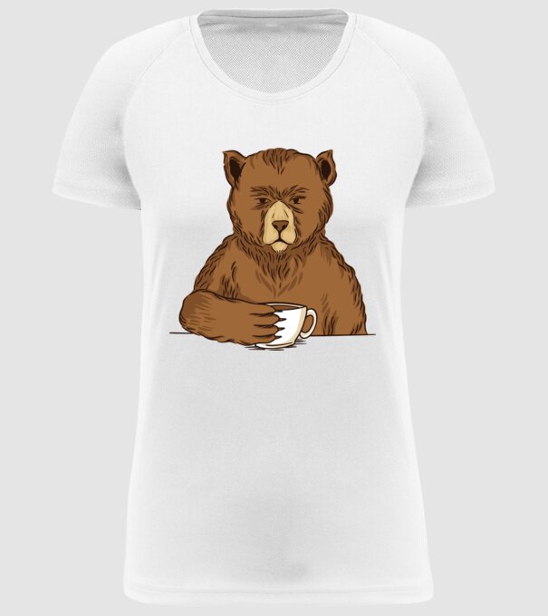 Urs cu cafea model alb pe tricou