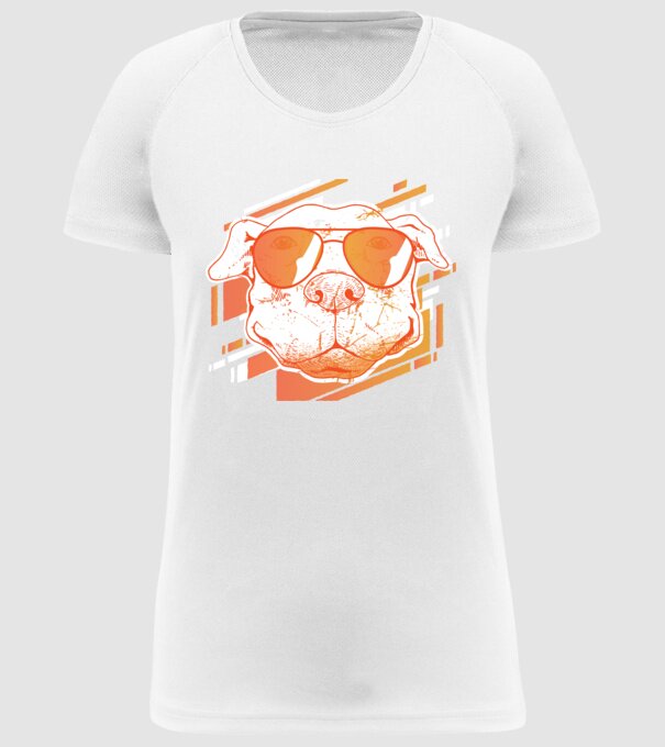 Pitbull Cool în ochelari de soare model alb pe tricou