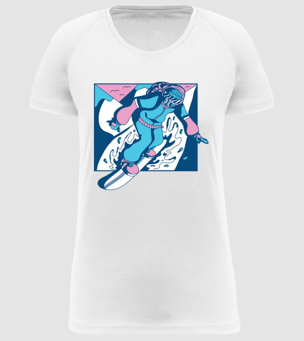 Snowboarder cool model alb pe tricou