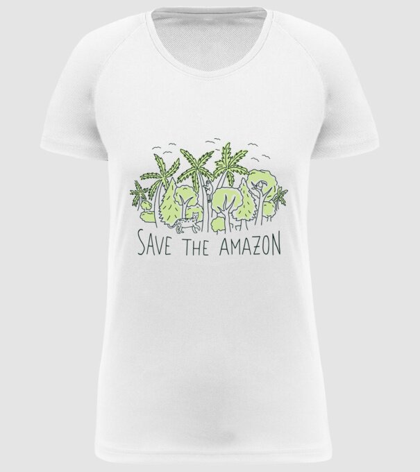Salvează Pădurea Amazoniană model alb pe tricou