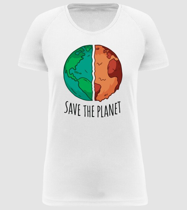 Salvați planeta model alb pe tricou