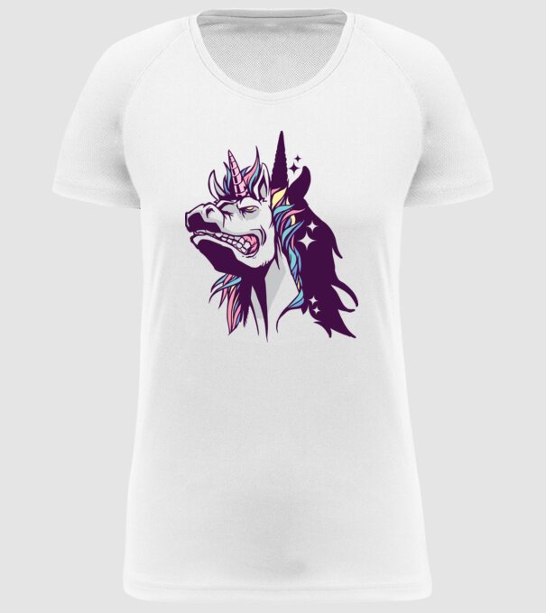 Unicorn supărat model alb pe tricou