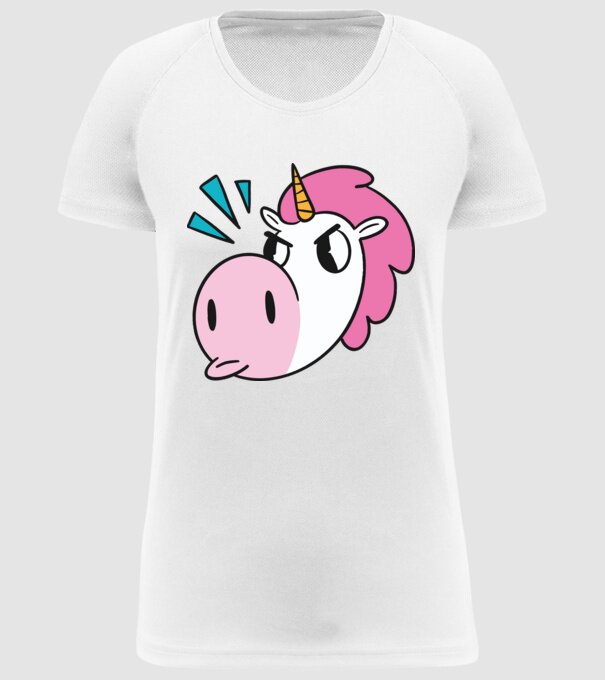 Unicorn supărat model alb pe tricou