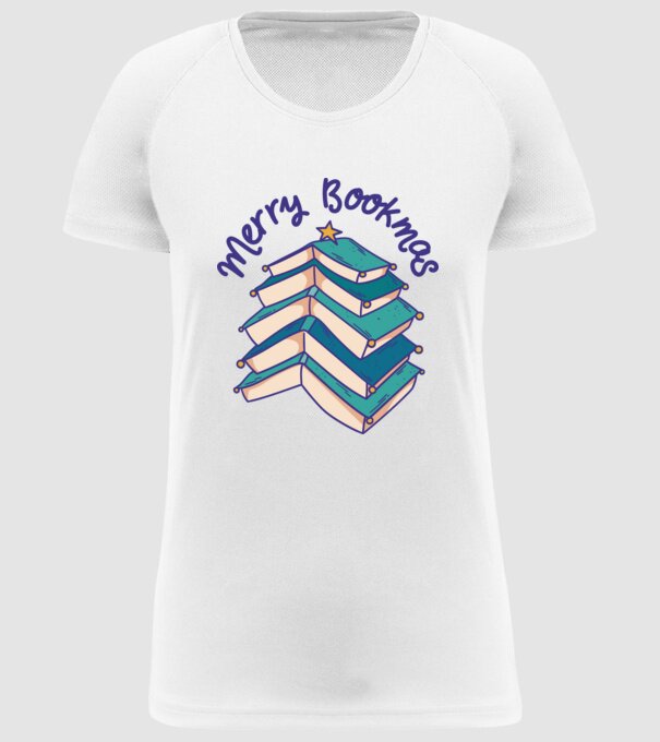Merry Bookmas Crăciun cu cărți model alb pe tricou